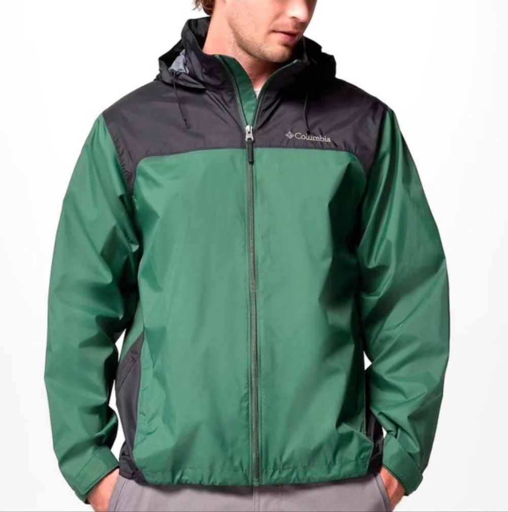 COLUMBIA Green Dark Grey Glennaker Lake II Rain Jacket Packable